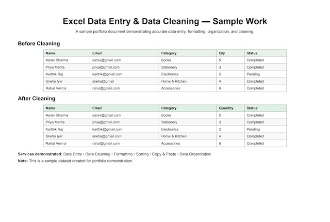do excel data entry and data cleaning